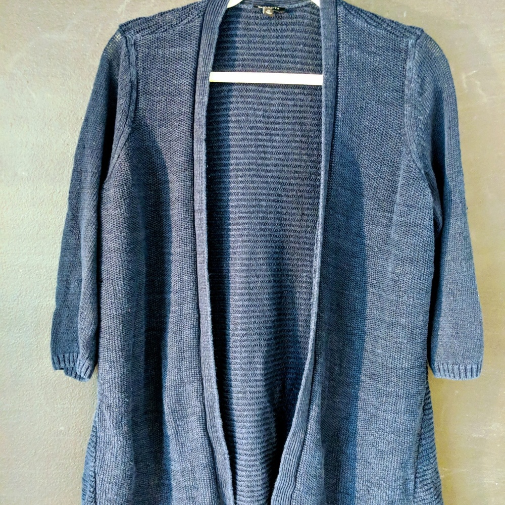 Navy plus-size swing front Talbots cardigan